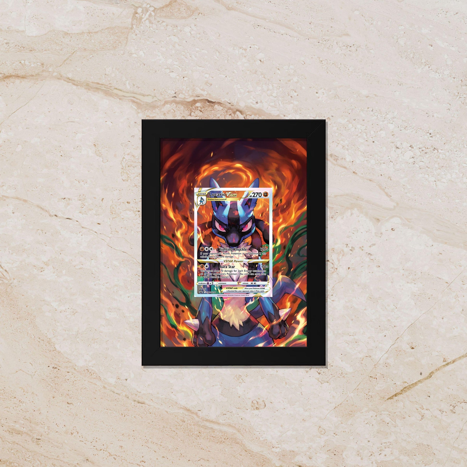 Lucario Promo Extended Art Frame – Pokémon SWSH291 Card Art | 8x10 (Raw/Graded Cards)