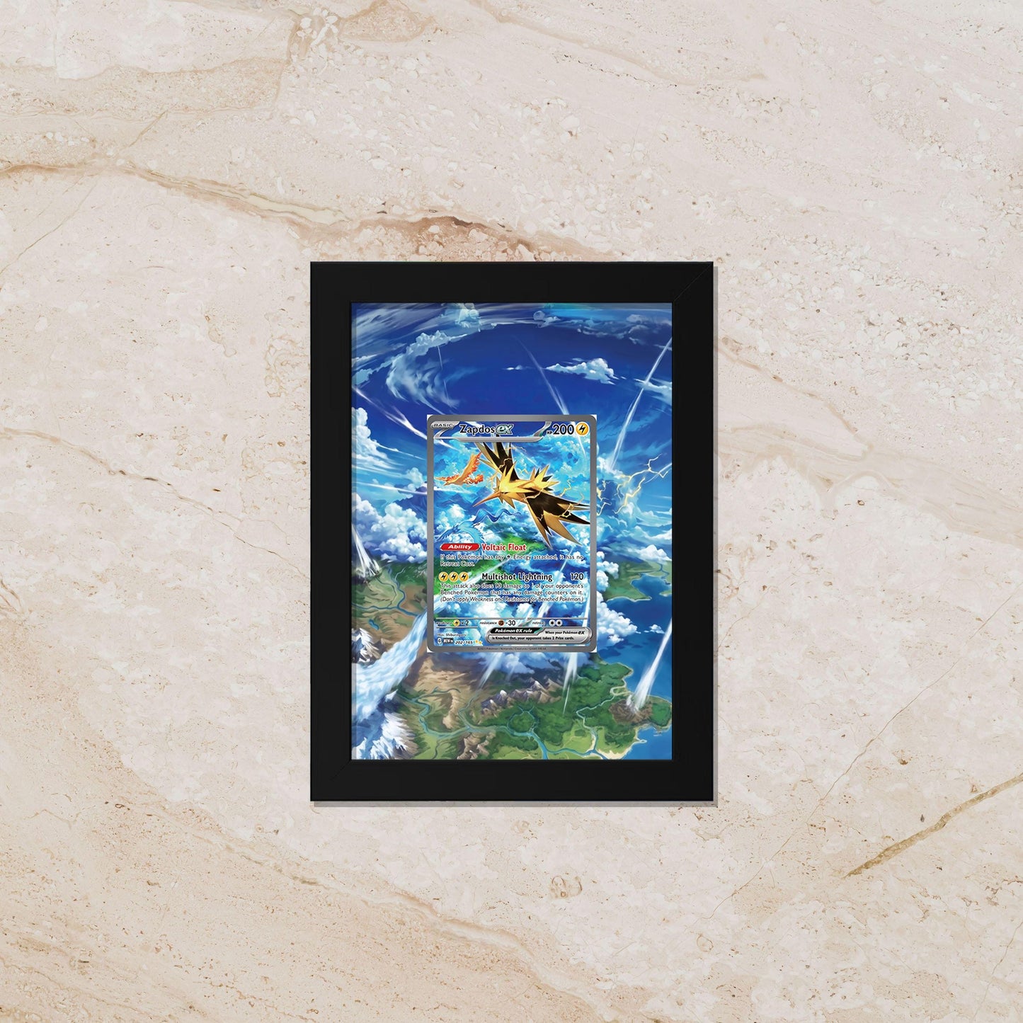 Zapdos ex Extended Art Display – Pokémon 151 Card Art | 8x10 Frame (Raw/Graded Cards)