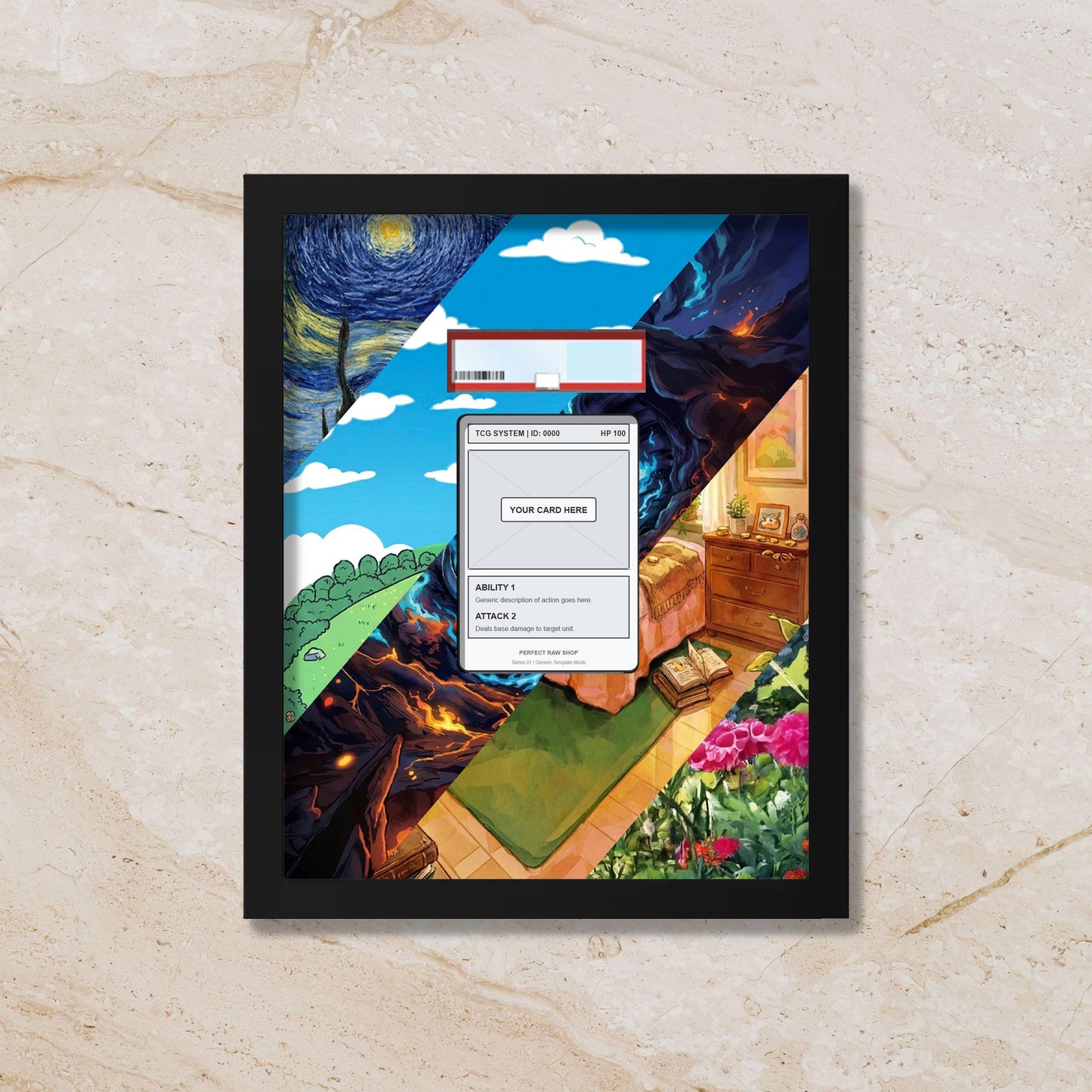 8x10 Custom Extended Art Display Frame – Your Choice of Artwork | (Raw/Graded Cards)