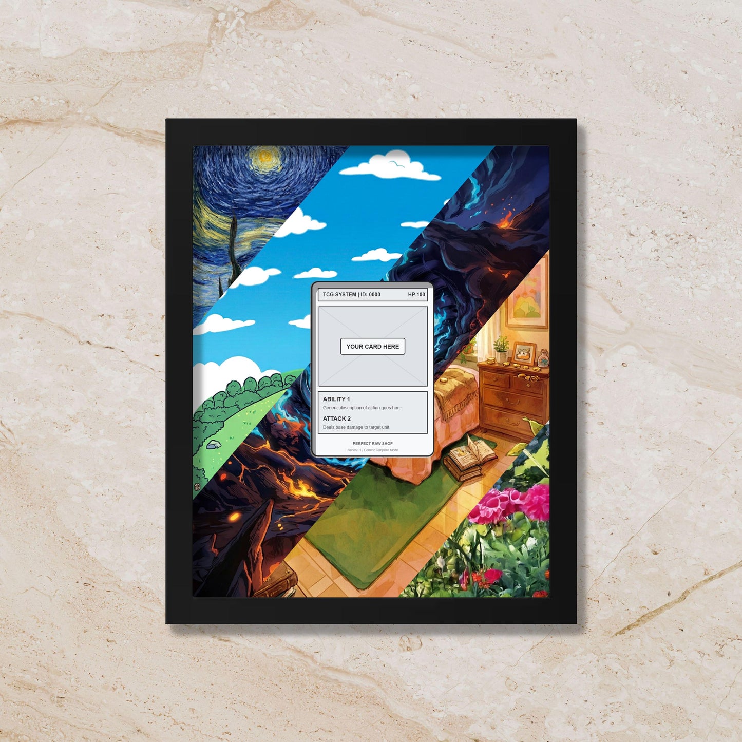 8x10 Custom Extended Art Display Frame – Your Choice of Artwork | (Raw/Graded Cards)