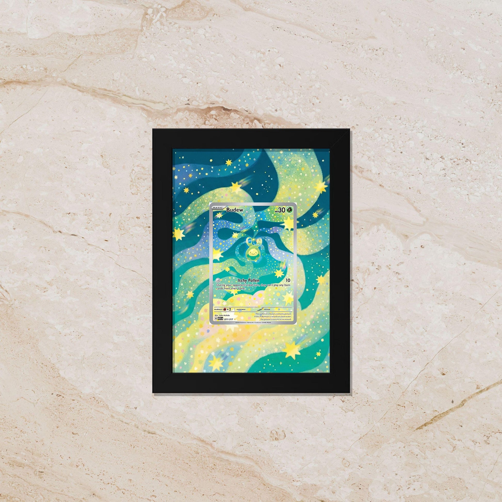 Budew Ascended Heroes Extended Art Display [High Definition] – Premium Shadowbox Frame for Raw or Graded Cards | Grass Type Decor