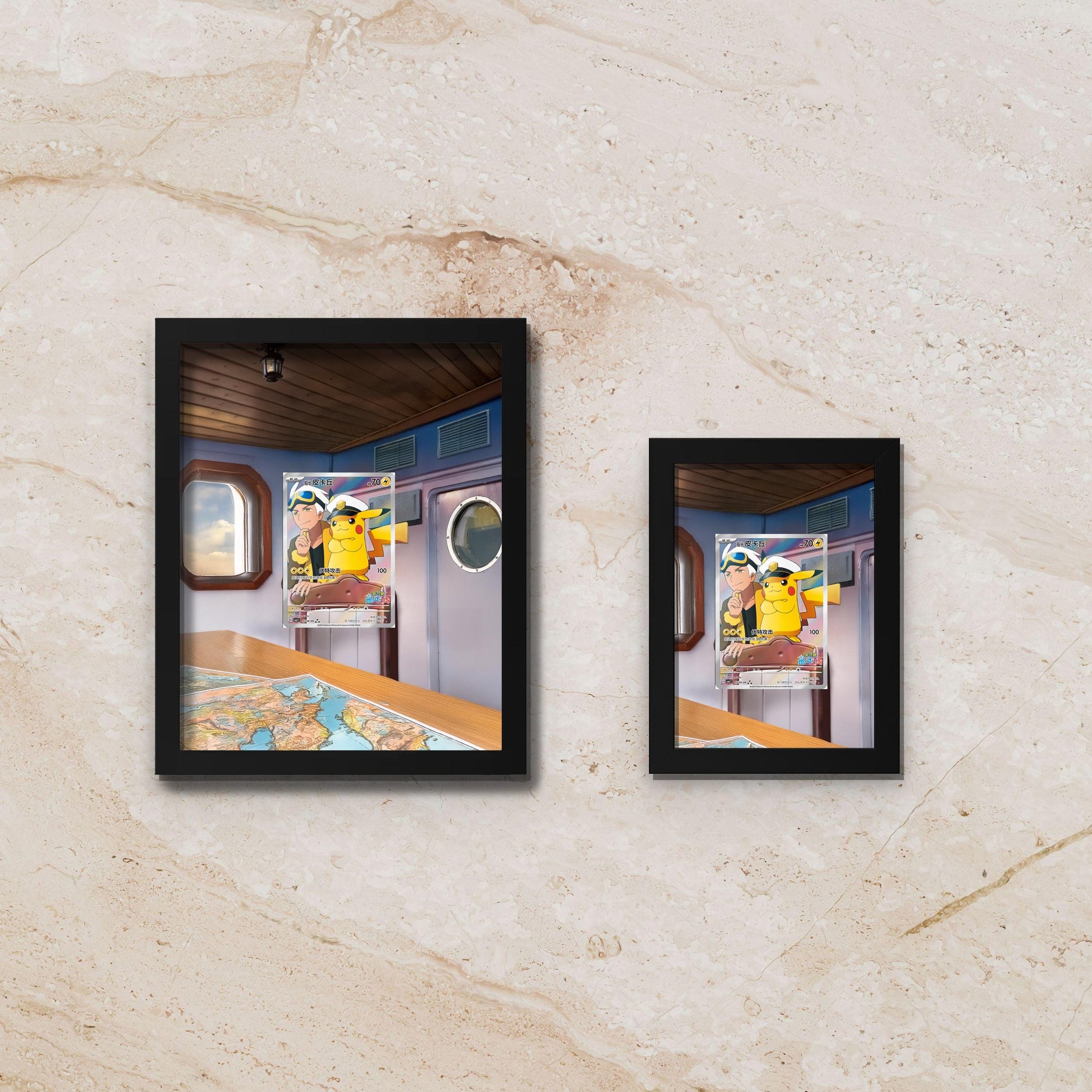 Captain Pikachu Display Frame – Chinese Pokémon Card | 8x10 Frame for Raw or Graded Cards