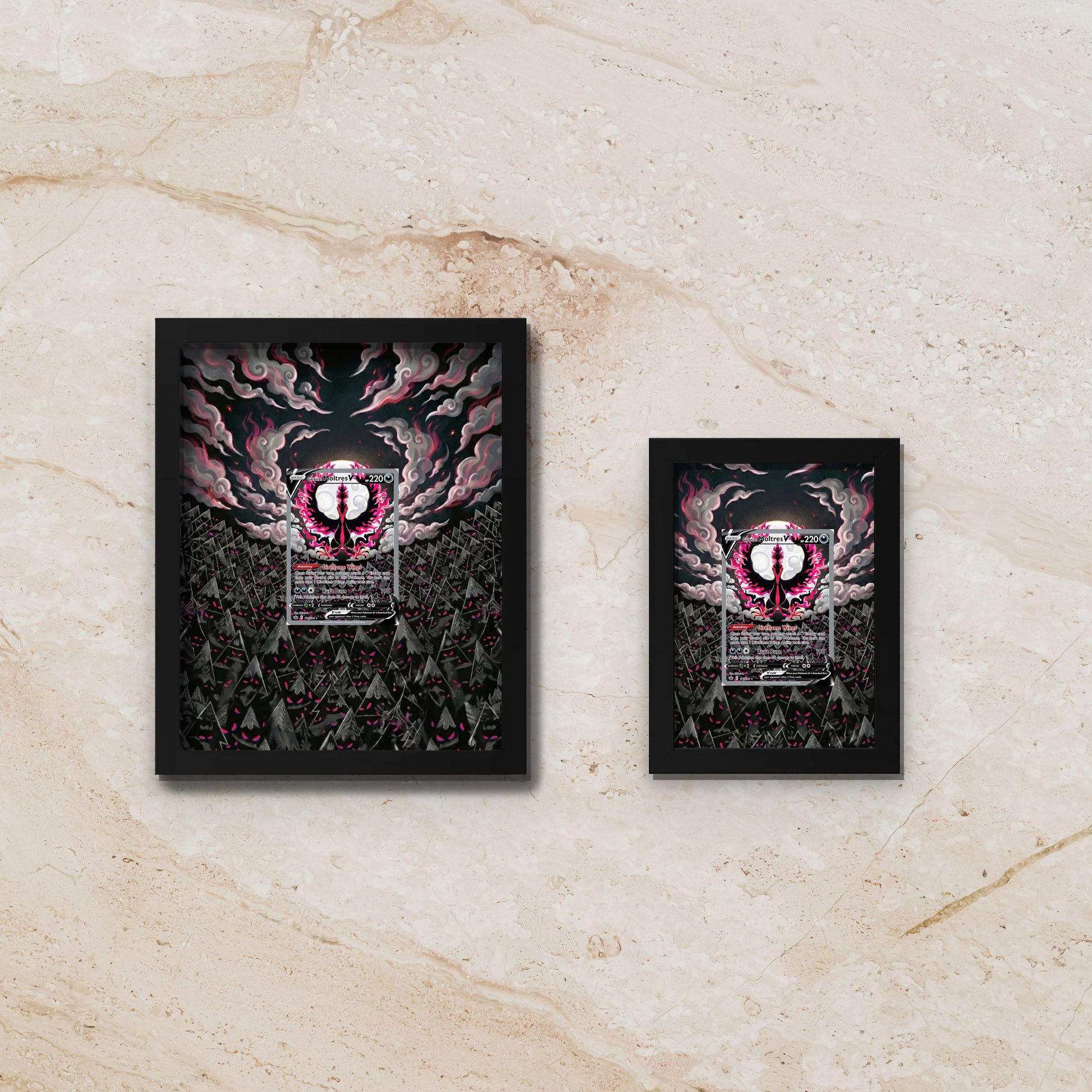 Galarian Moltres Display Frame – Pokémon Card Art | 8x10 Frame for Raw or Graded Cards