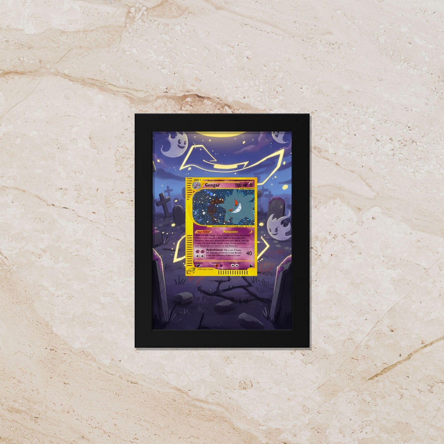 Gengar Display Frame – Skyridge (E-Series) Pokémon Card Art | 8x10 Frame for Raw or Graded Cards