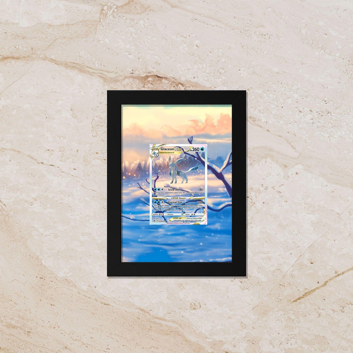 Glaceon Display Frame – Brilliant Stars Pokémon Card Art | 8x10 Frame for Raw or Graded Cards
