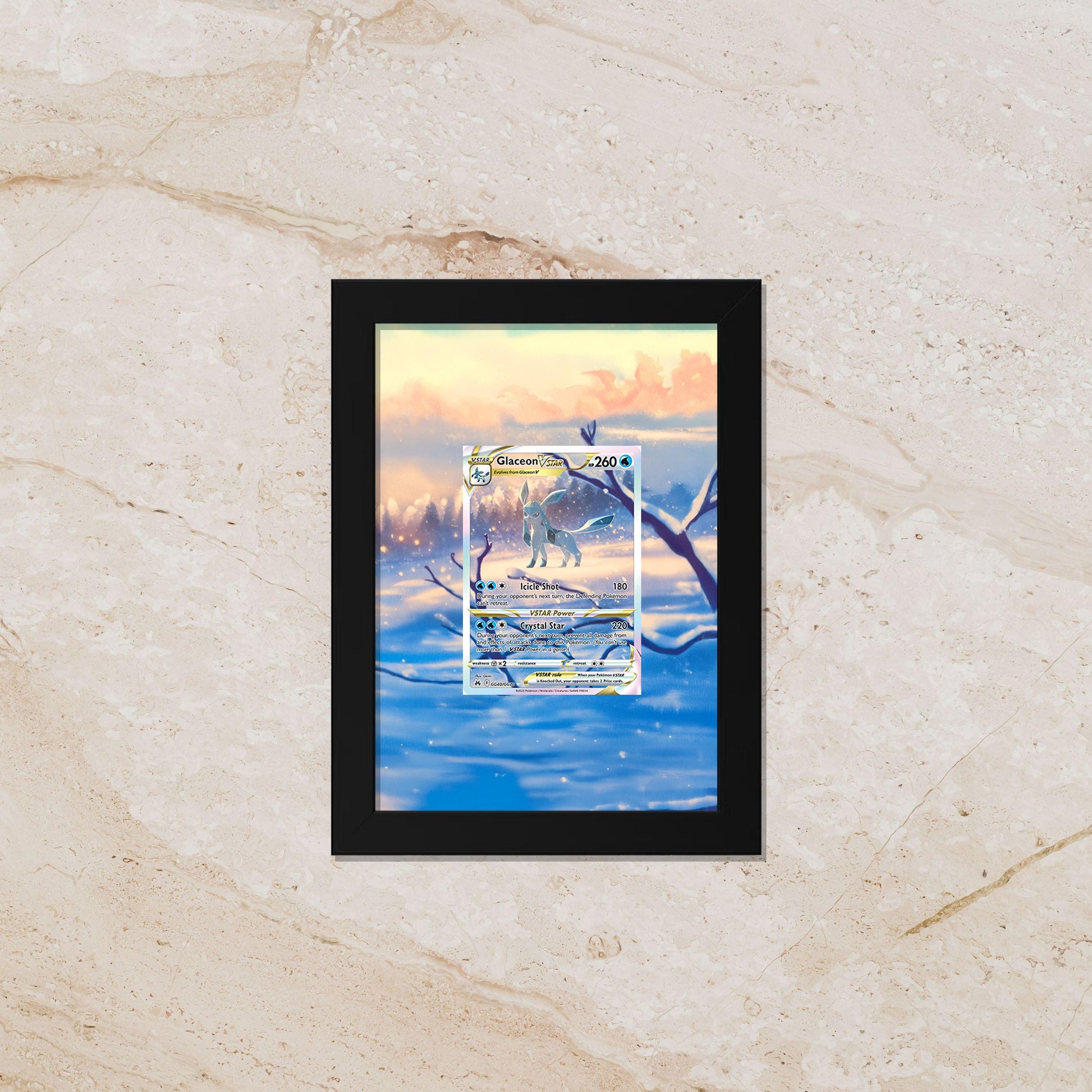 Glaceon Display Frame – Brilliant Stars Pokémon Card Art | 8x10 Frame for Raw or Graded Cards