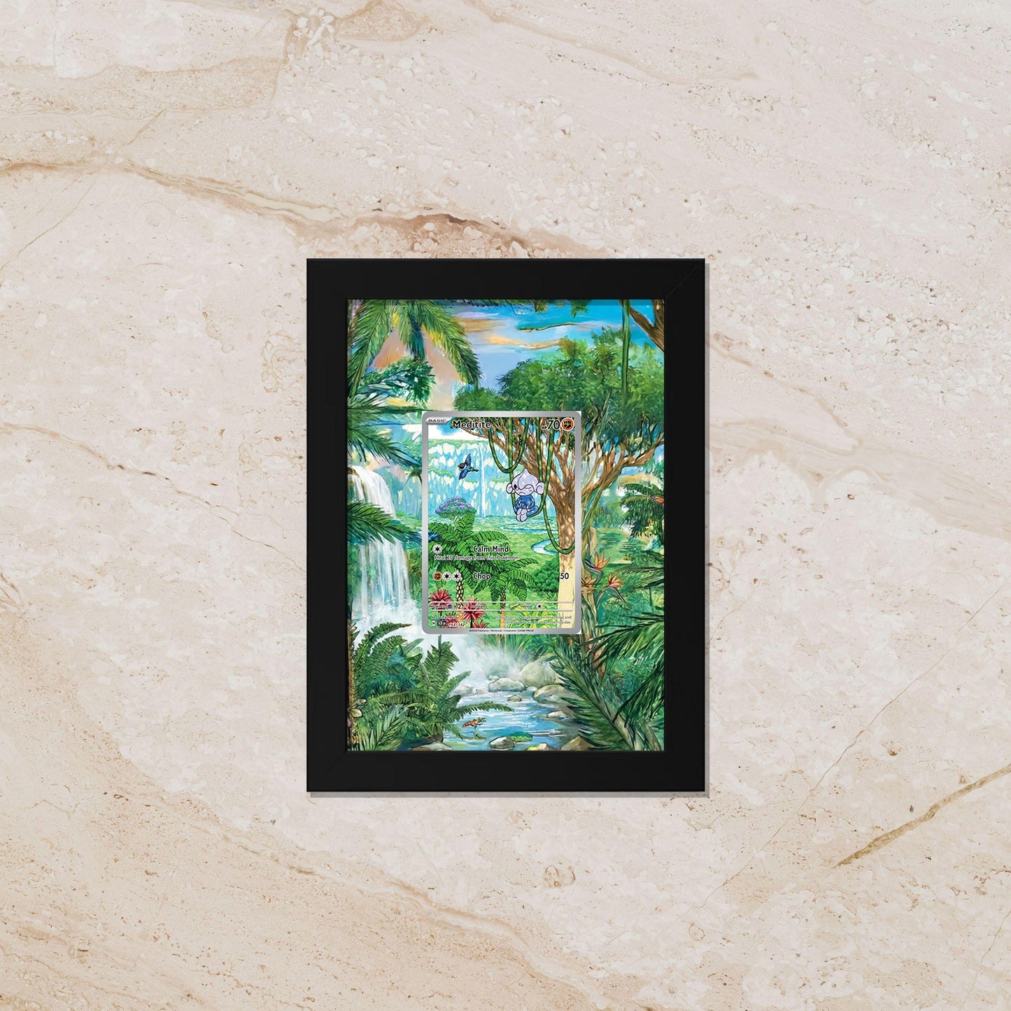 Meditite Display Frame | Extended Art Card Case | 8x10 Pokemon TCG Wall Decor | Fighting Psychic Type Gift | Zen Gaming Room Art