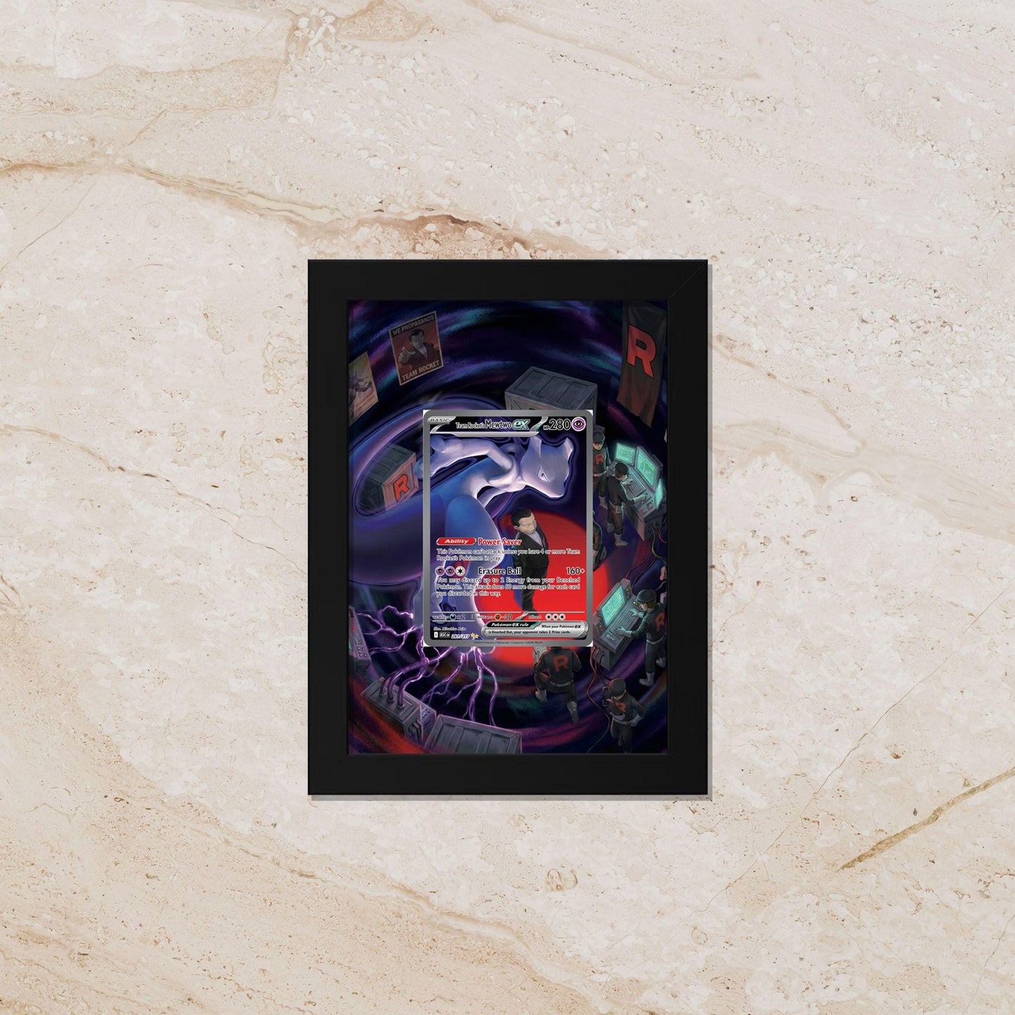 Mewtwo Ascended Heroes Extended Art Display [High Definition] – Premium Shadowbox Frame for Raw or Graded Cards | Legendary Psychic Decor