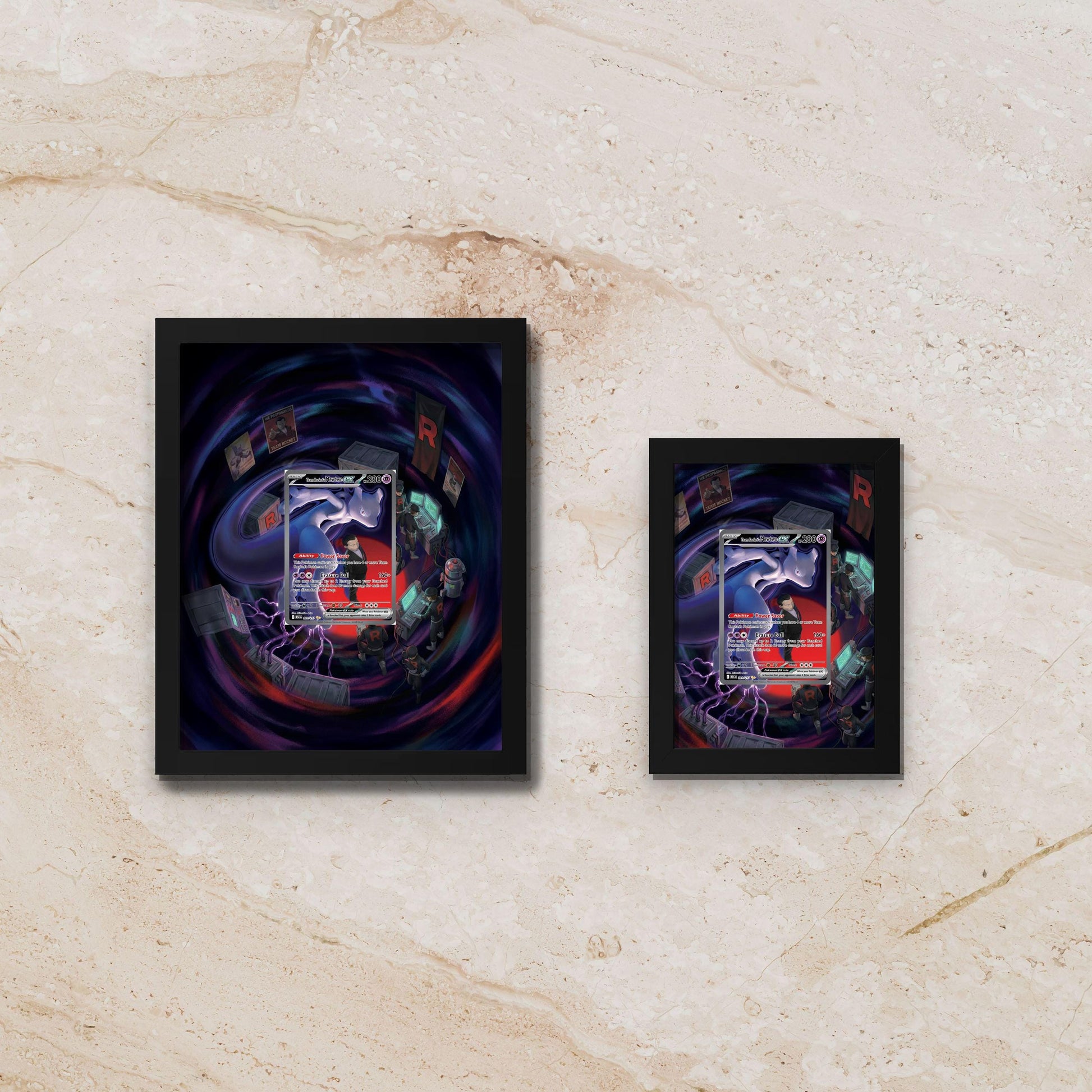 Mewtwo Ascended Heroes Extended Art Display [High Definition] – Premium Shadowbox Frame for Raw or Graded Cards | Legendary Psychic Decor