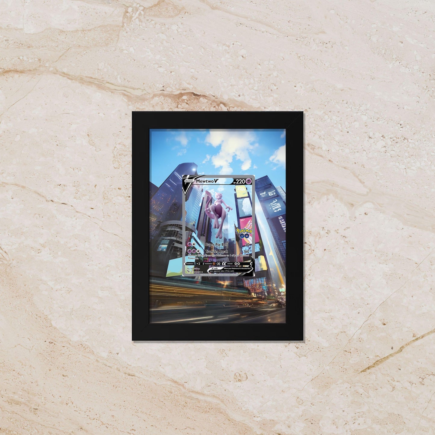 Mewtwo Display Frame – Pokémon GO Card Art | 8x10 Frame for Raw or Graded Cards