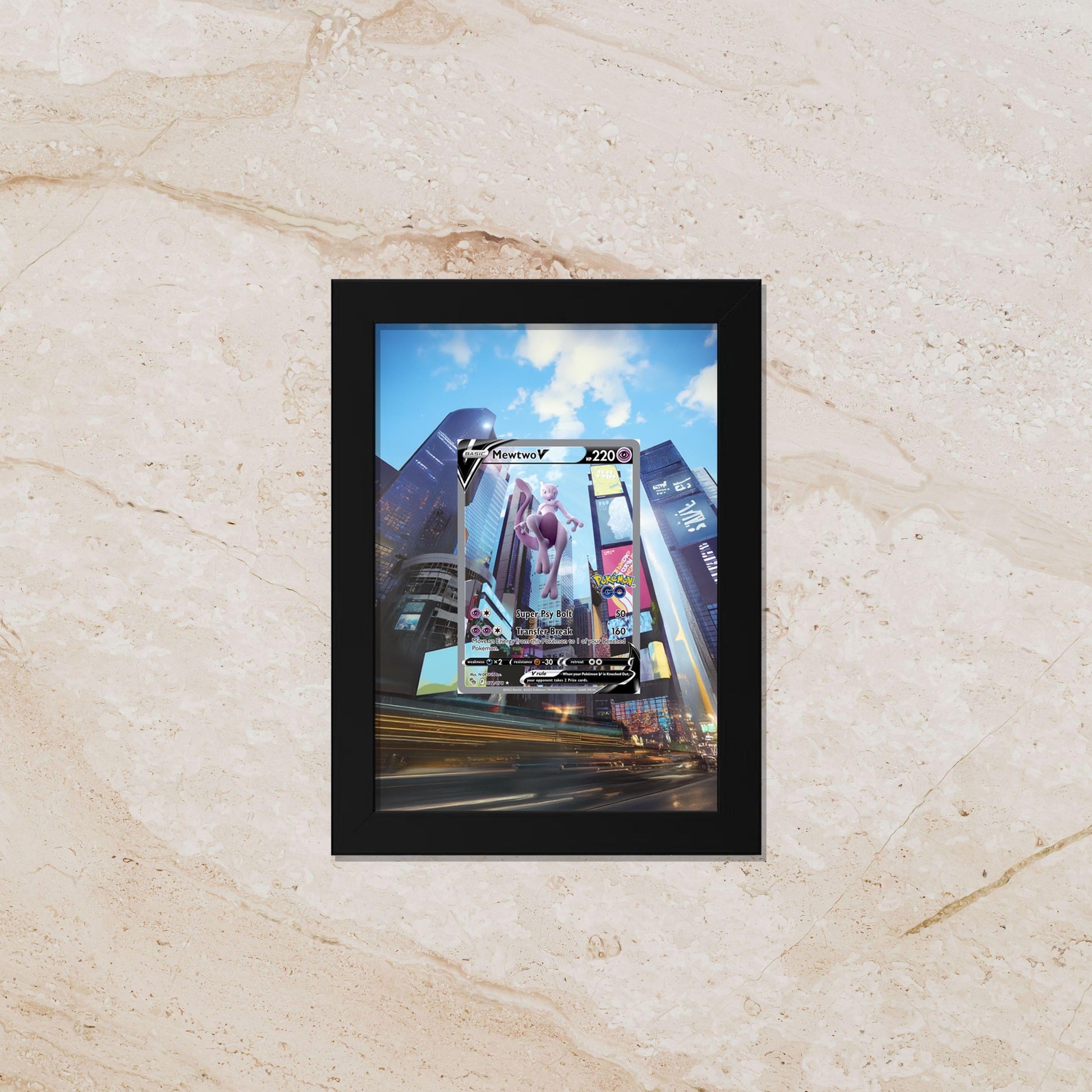 Mewtwo Display Frame – Pokémon GO Card Art | 8x10 Frame for Raw or Graded Cards
