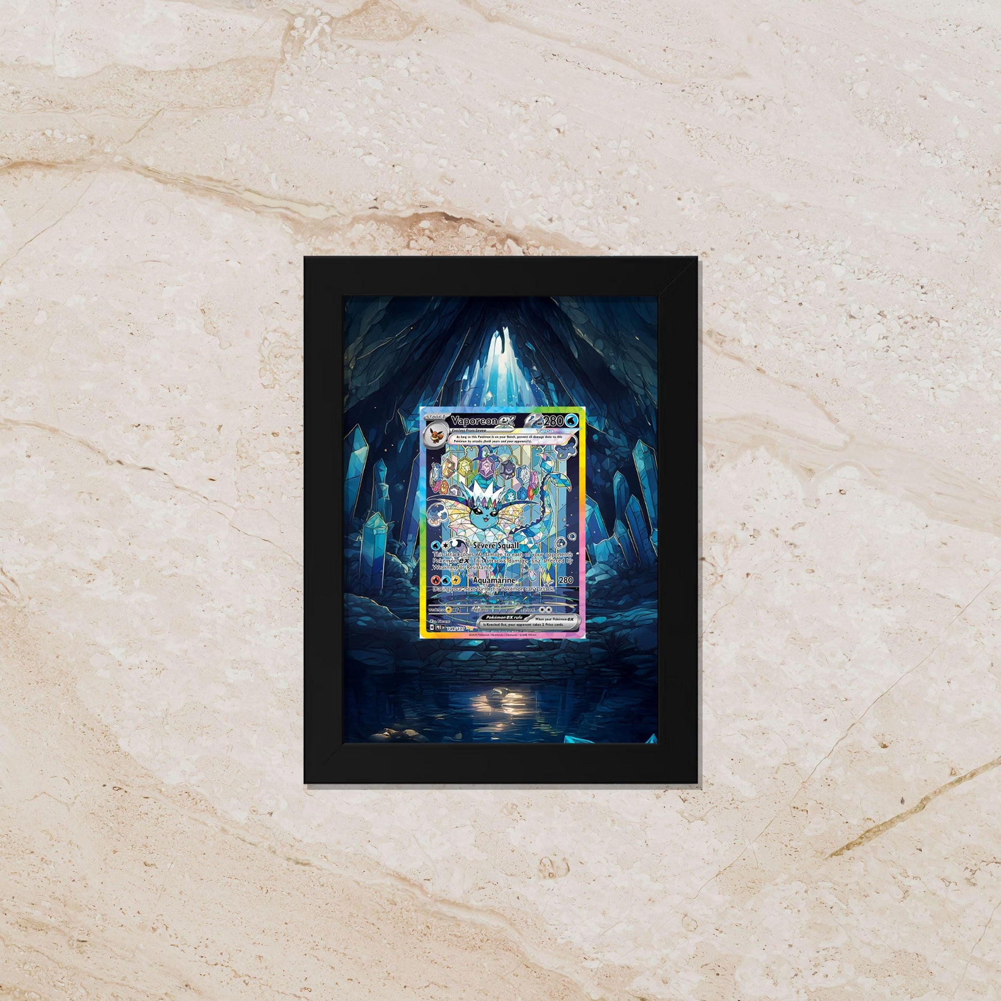 Vaporeon Display Frame – Prismatic Evolutions Pokémon Card | 8x10 Frame for Raw or Graded Cards