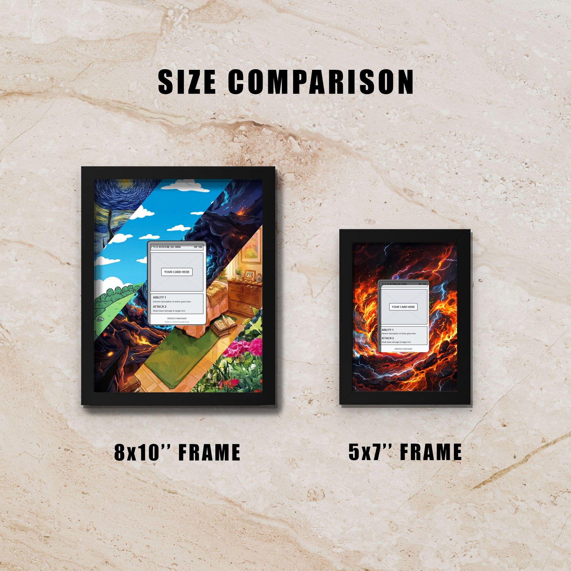 8x10 Custom Extended Art Display Frame – Your Choice of Artwork | (Raw/Graded Cards)