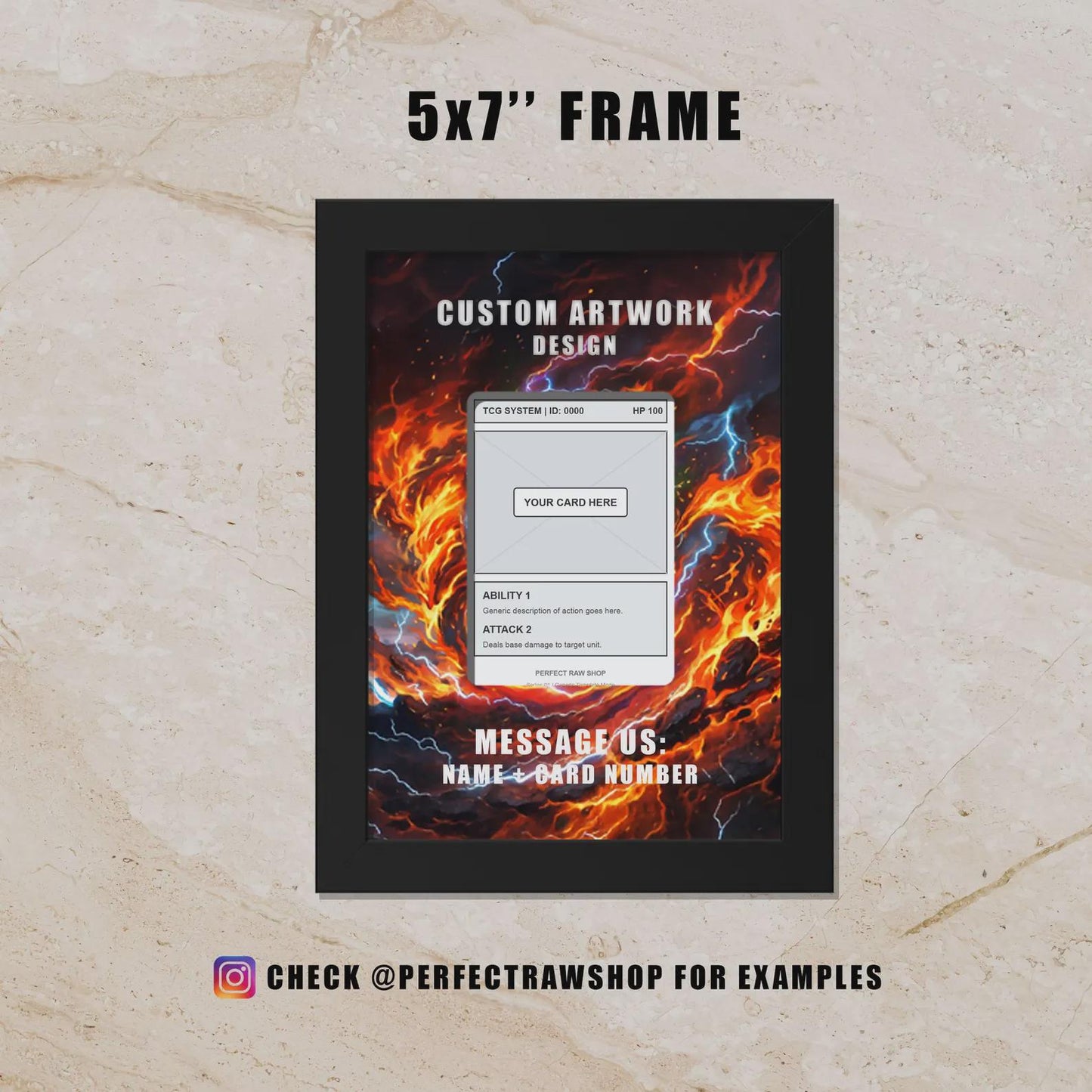 8x10 Custom Extended Art Display Frame – Your Choice of Artwork | (Raw/Graded Cards)