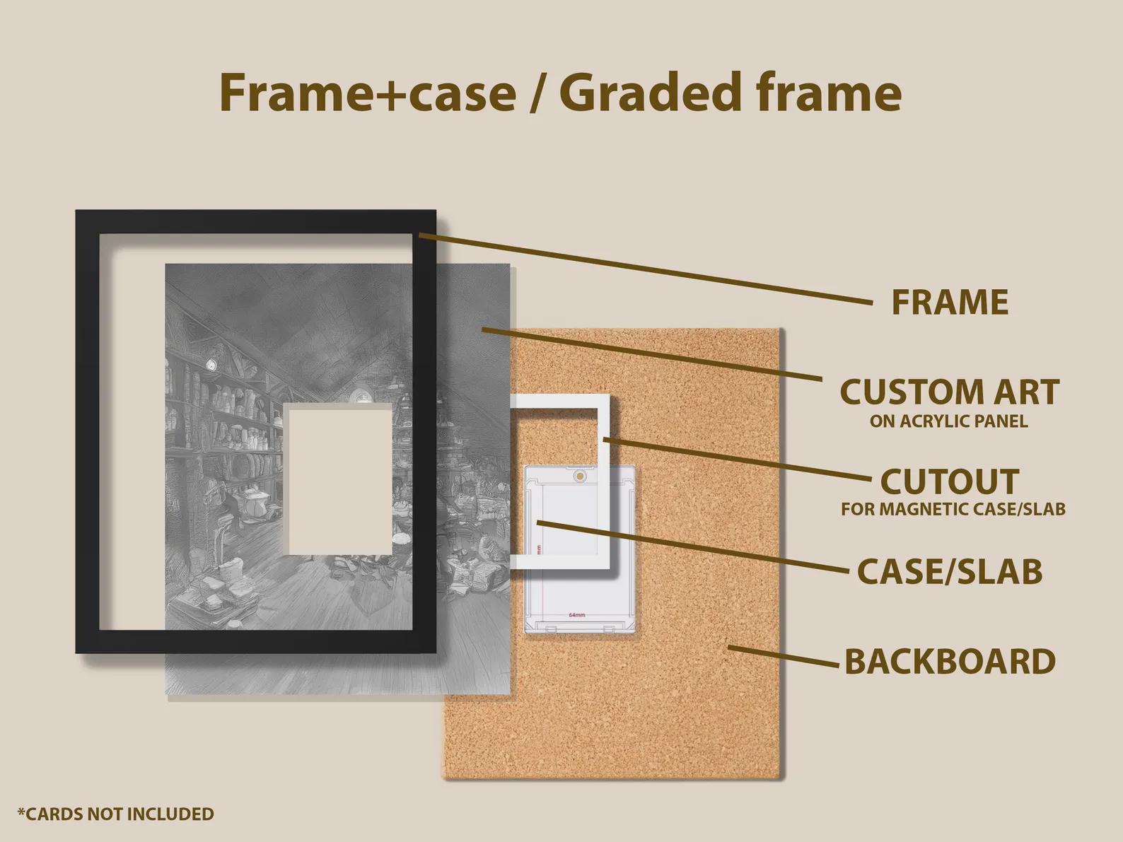 8x10 Custom Extended Art Display Frame – Your Choice of Artwork | (Raw/Graded Cards)